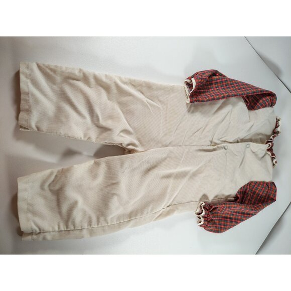 Vintage Carters Baby One Piece Romper Corduroy Plaid Red Cream Bunny 6 Month - Picture 7 of 8